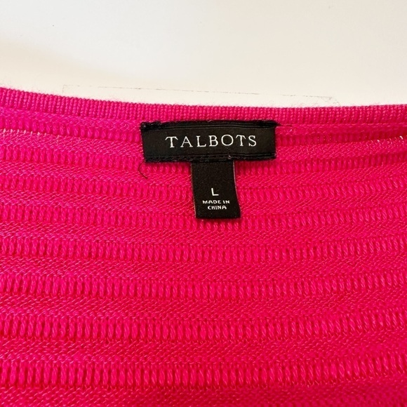 Talbots Open Front Ribbed Long Sleeve Pink Cardigan - Large - Picture 4 of 8